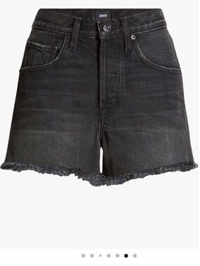 Edwin Black Frayed Hem Denim Shorts